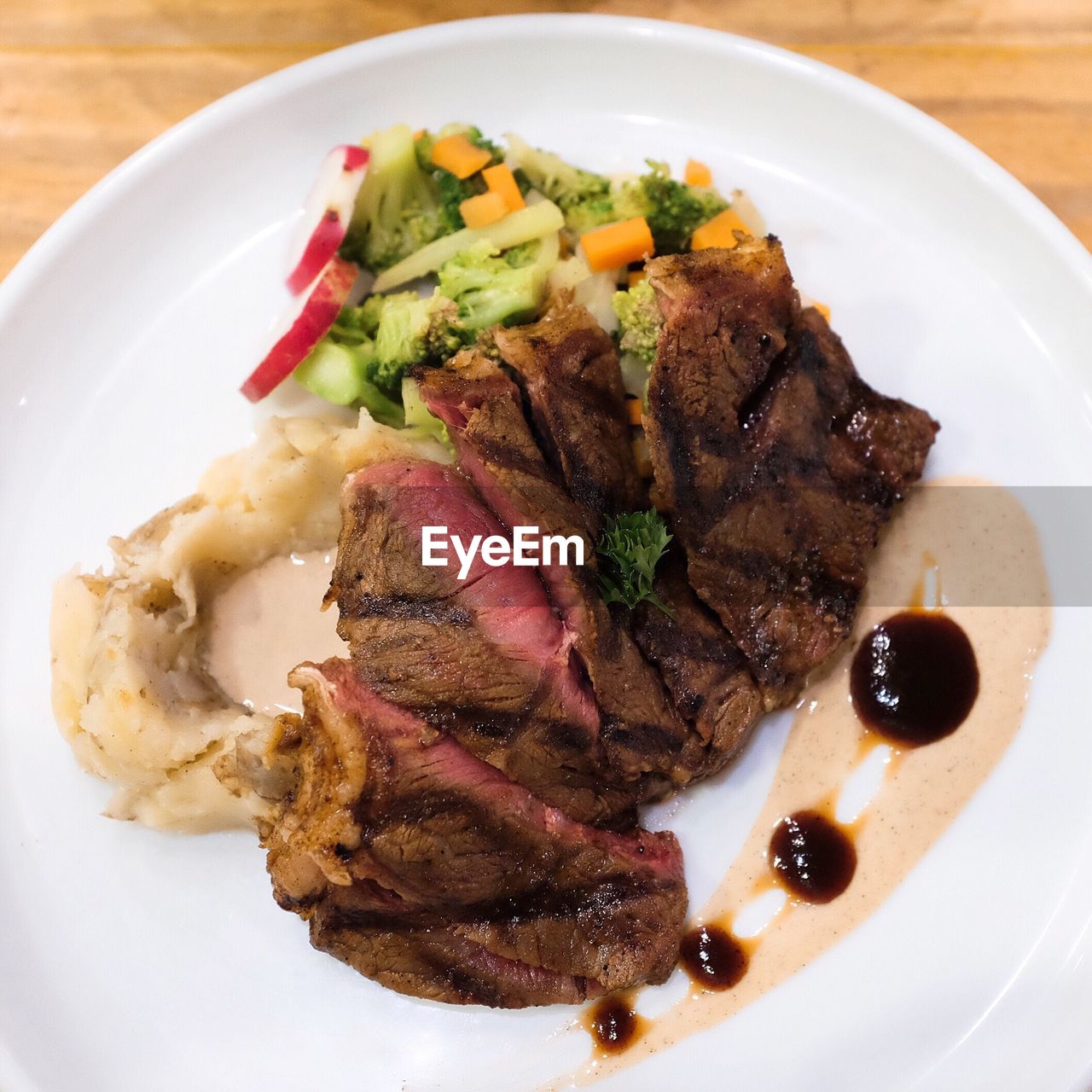 Close-up of food served in plate on table