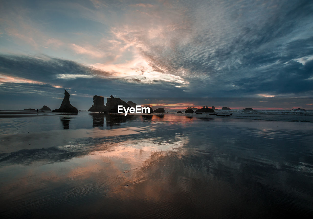 Panoramic view of sea against sky during sunset