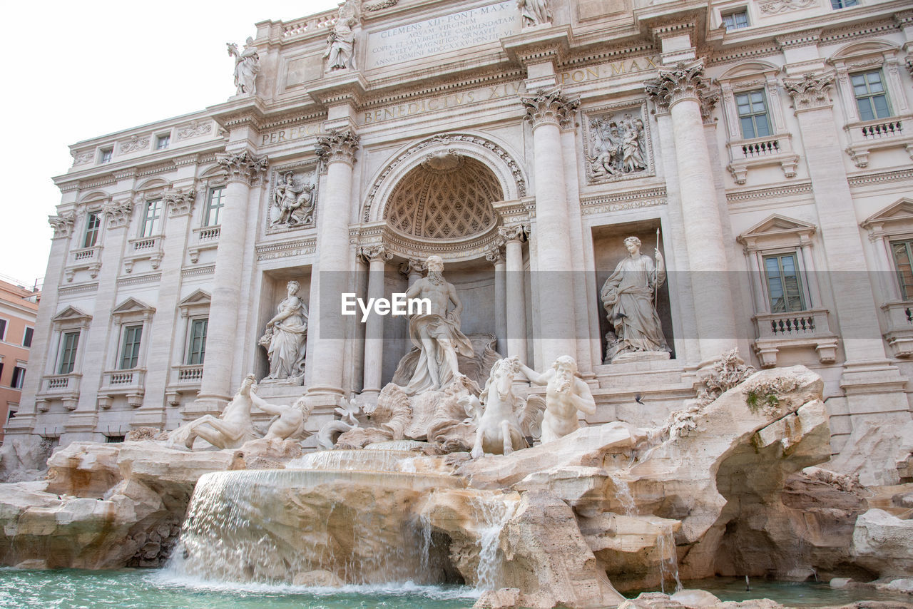 Rome, low angle view of trevi fountain