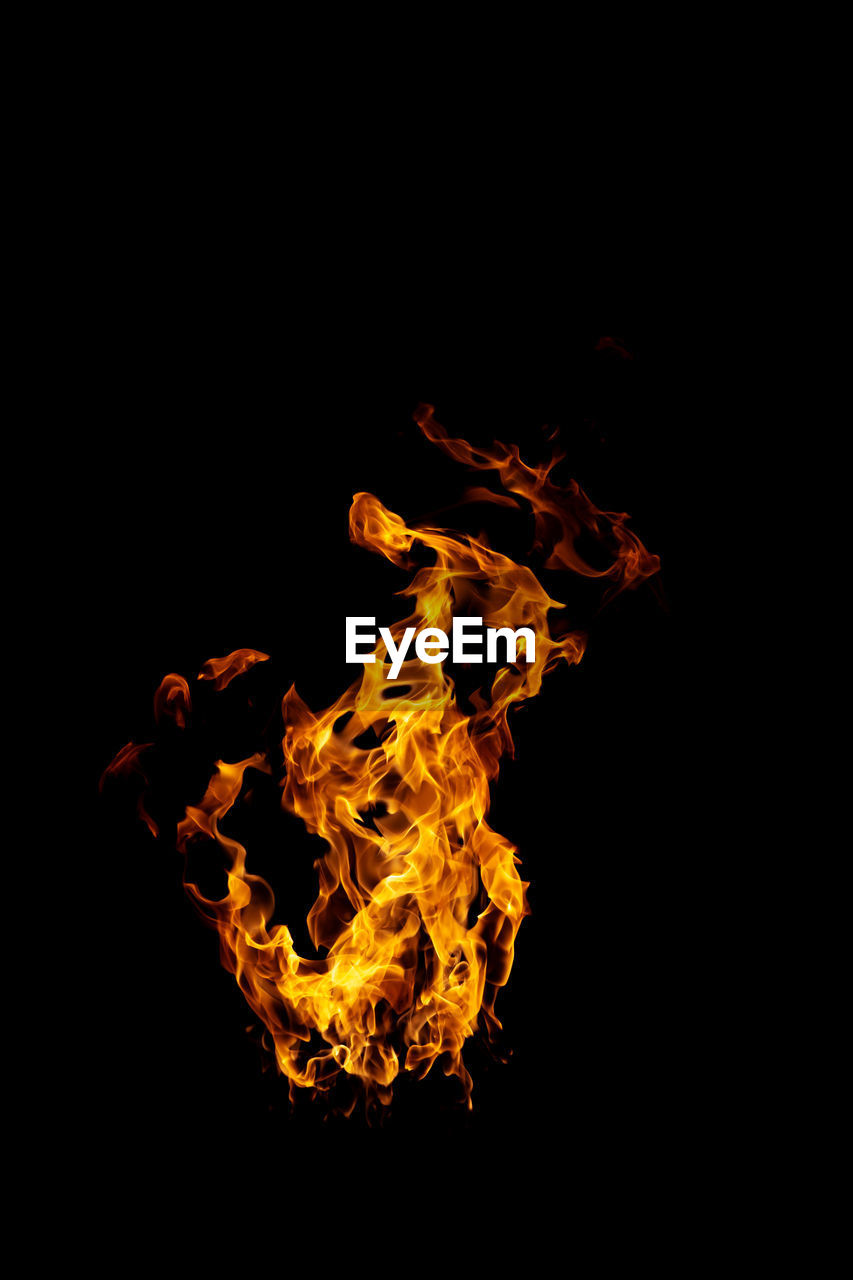 Real and hot flames are burning on a black background.