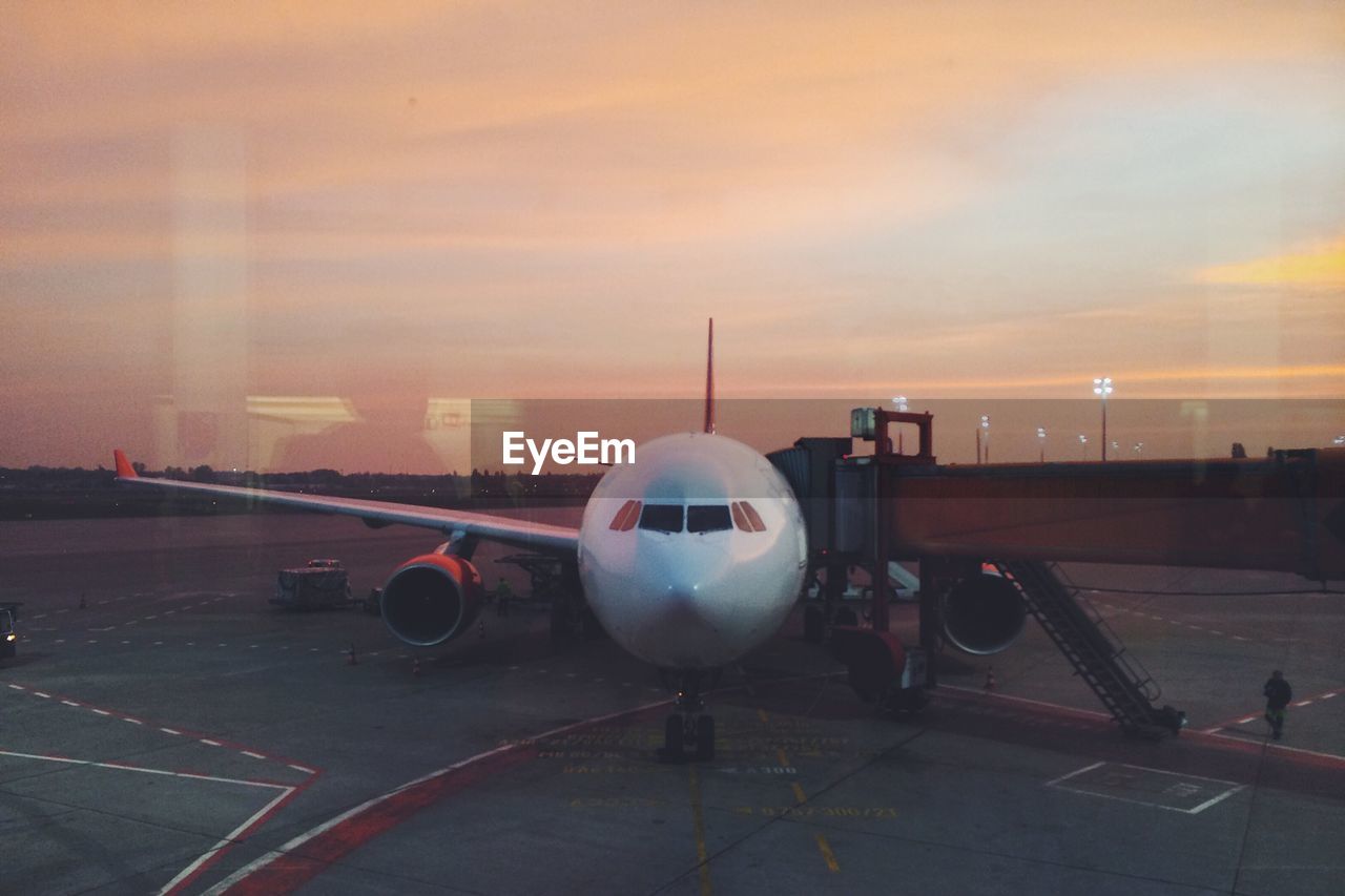 Airplane viewed through window