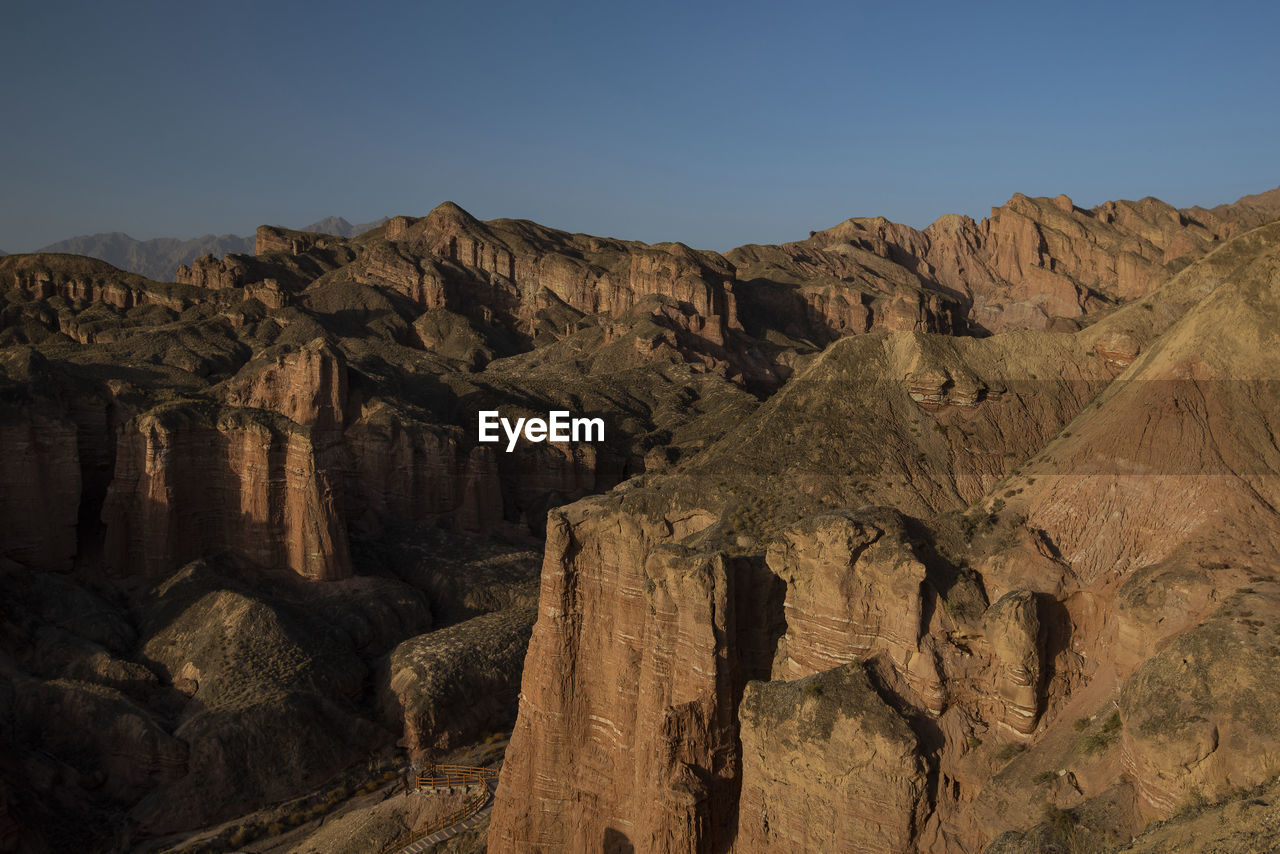 SCENIC VIEW OF ROCK FORMATIONS AGAINST CLEAR SKY