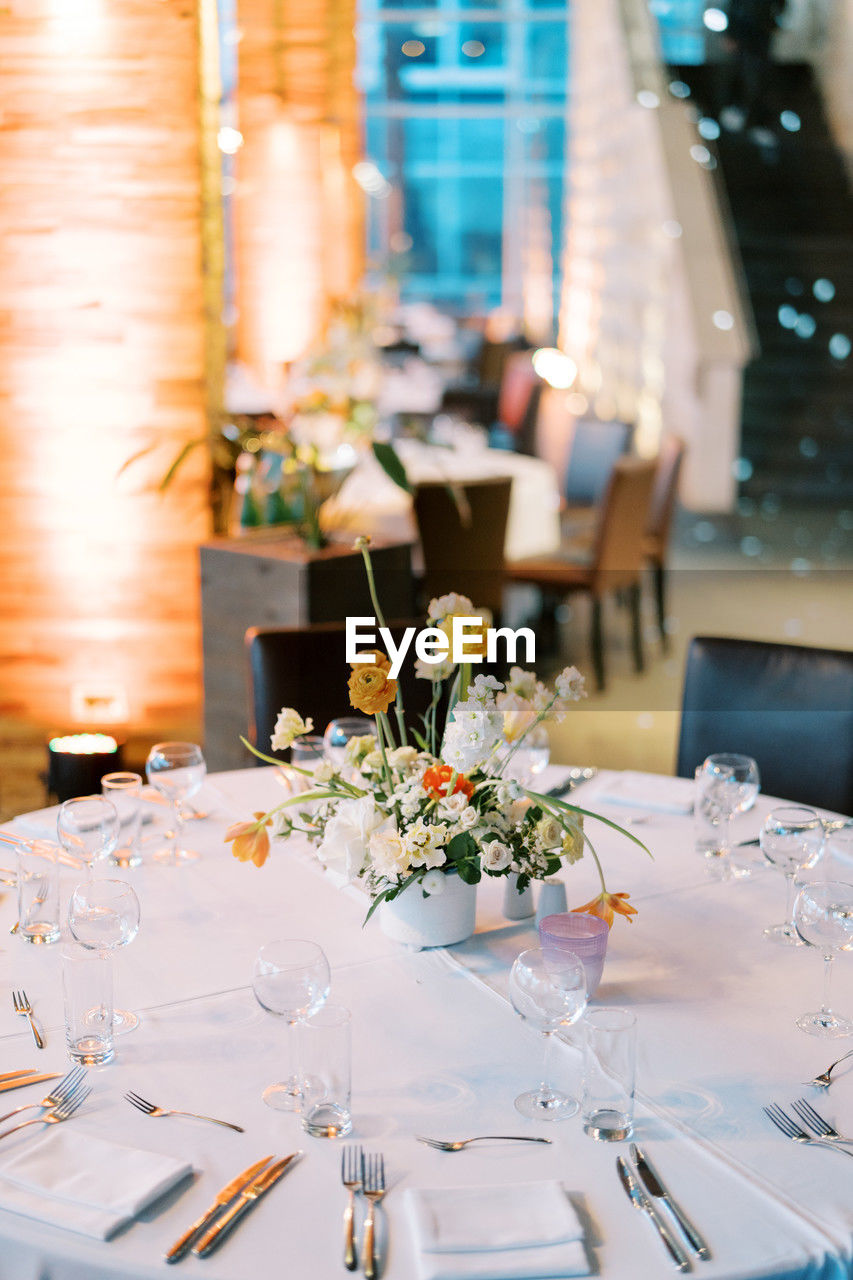 place setting on table at restaurant