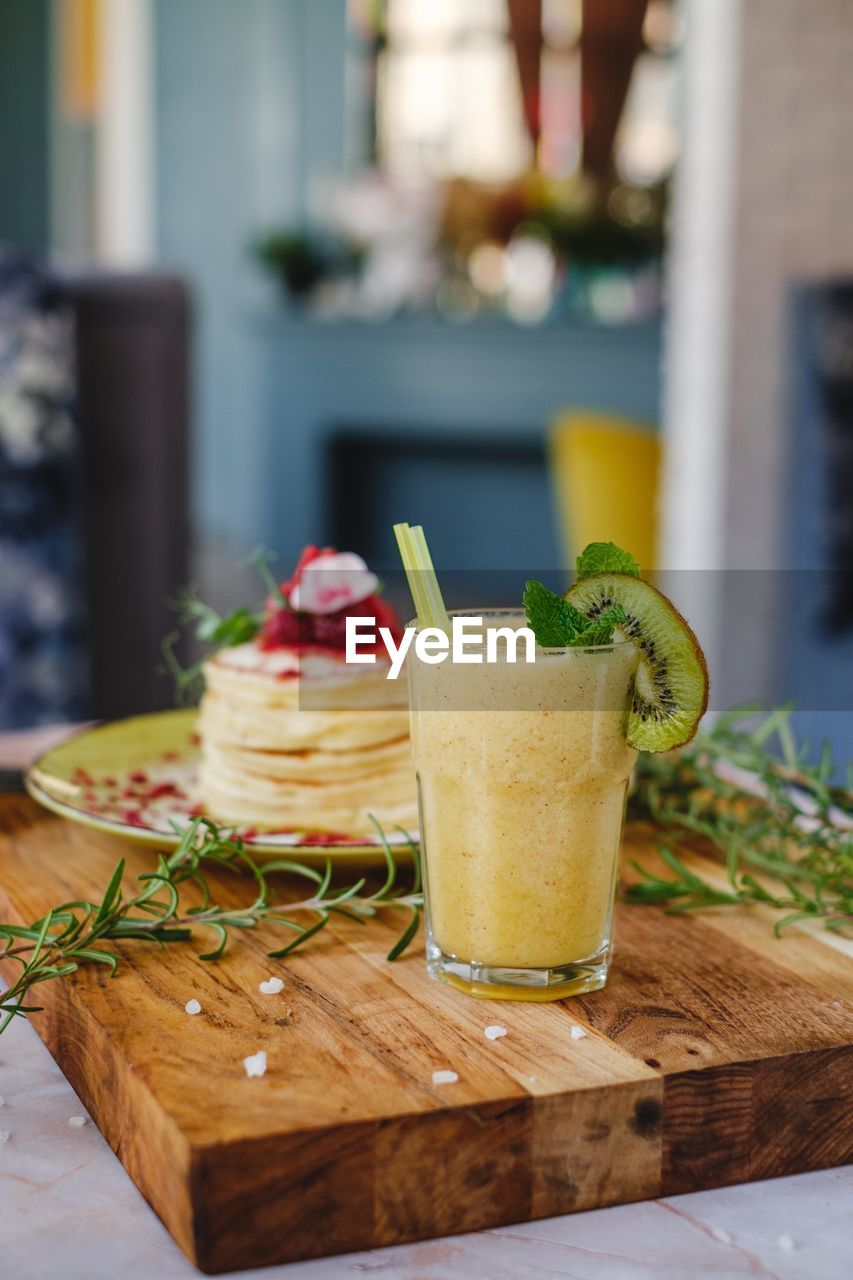 high angle view of drink on table