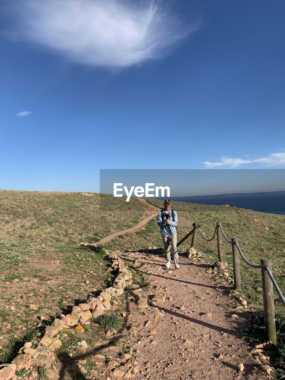 Berlengas island portugal man standing on the path