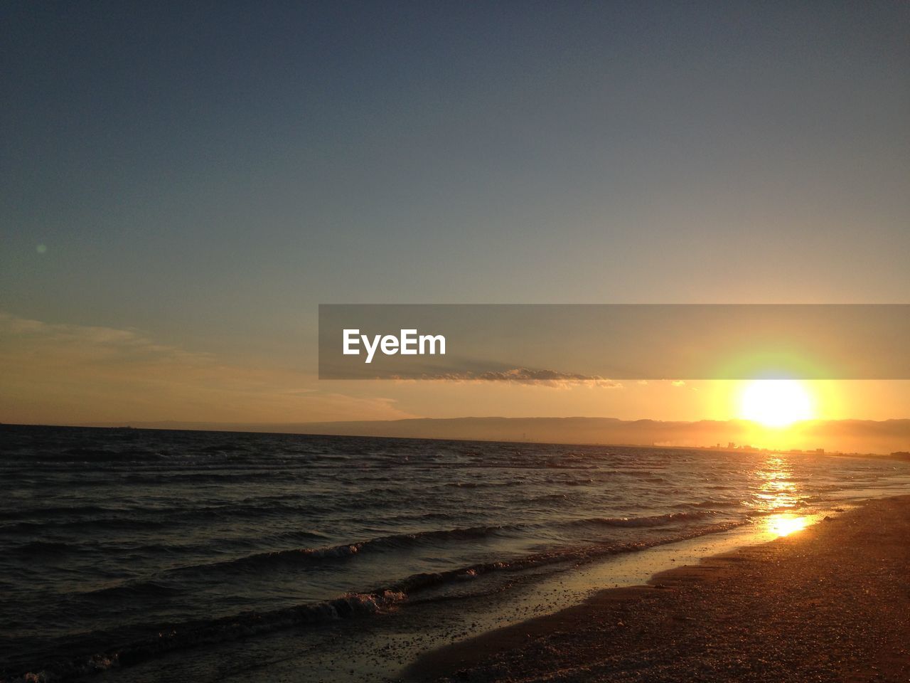 Scenic view of sea during sunset