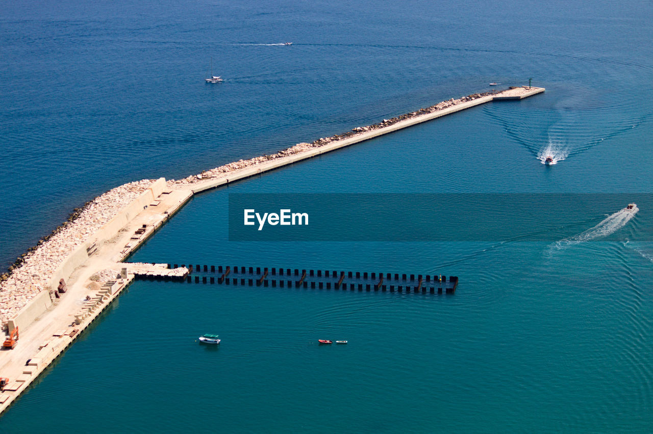 High angle view of swimming pool in sea