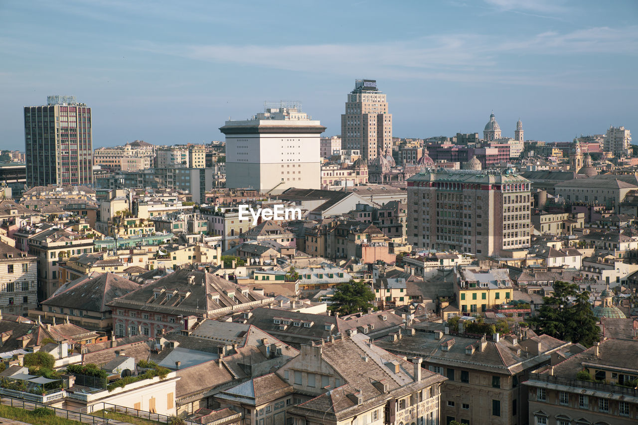 Skyline of the city of genoa in liguria in italy