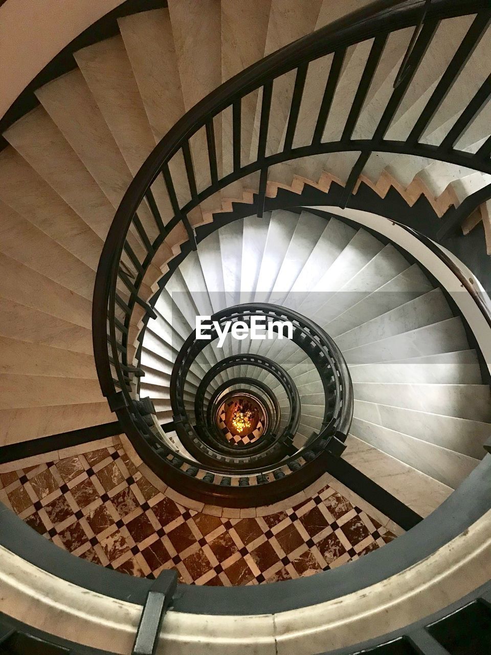 HIGH ANGLE VIEW OF SPIRAL STEPS