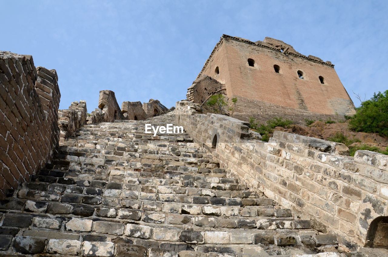 Low angle view of ruins of the great wall