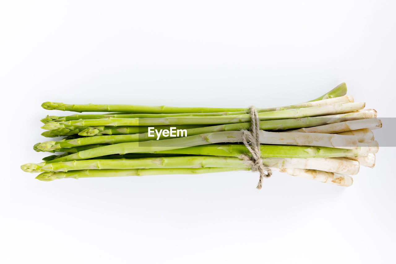 Close-up of asparagus against white background