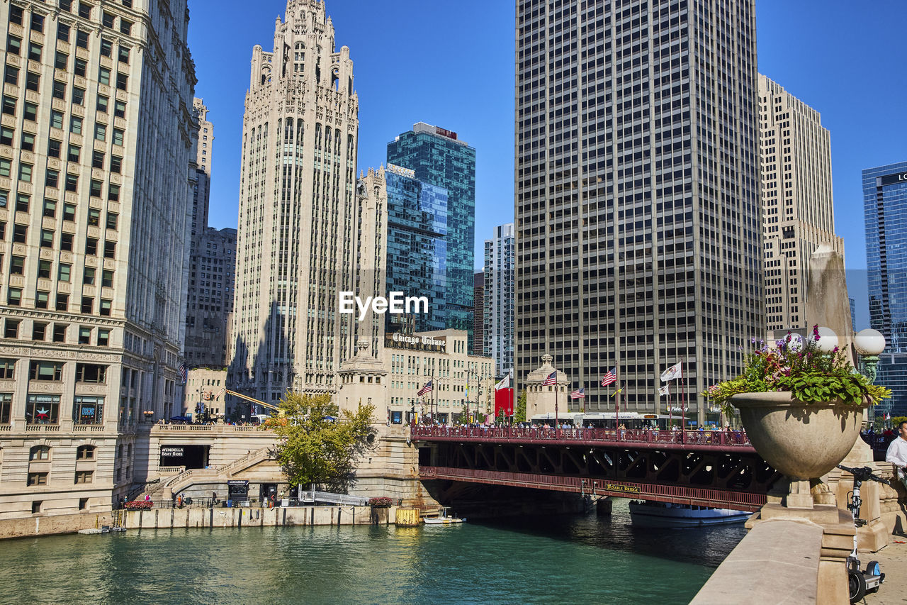 low angle view of modern buildings in city