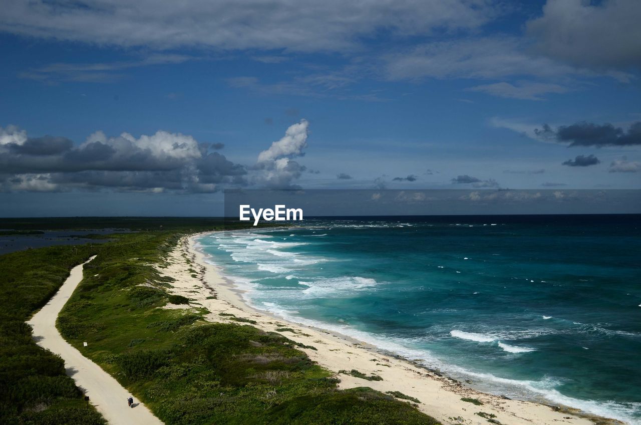 Scenic view of beach against sky