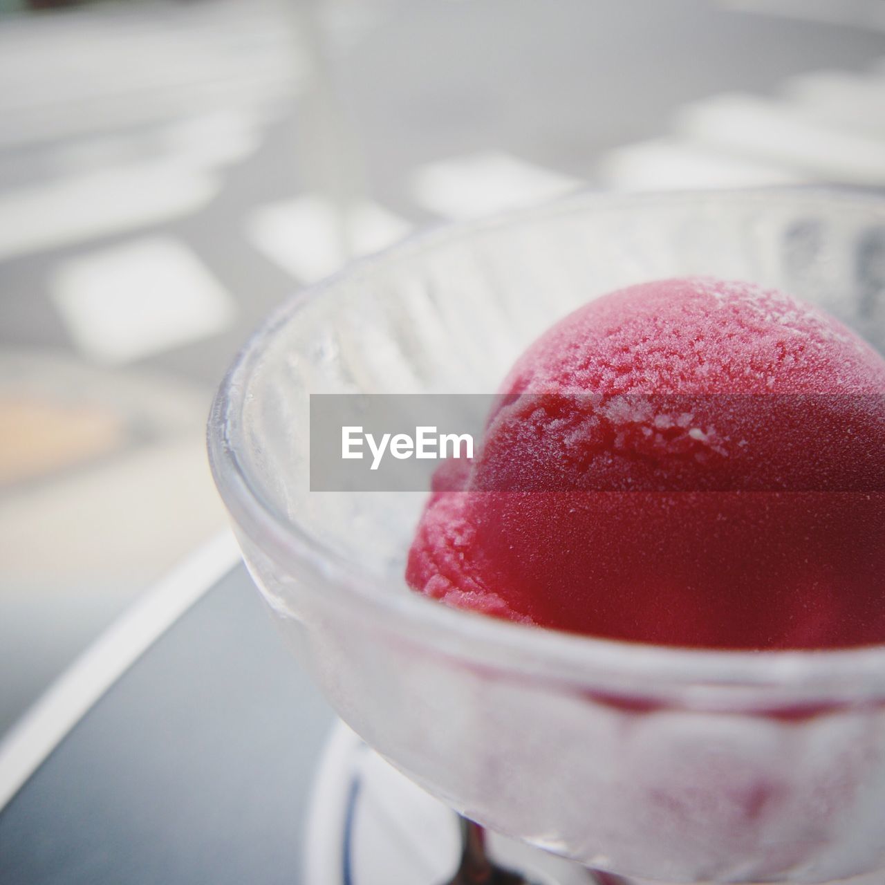 Close-up of ice cream in bowl on table