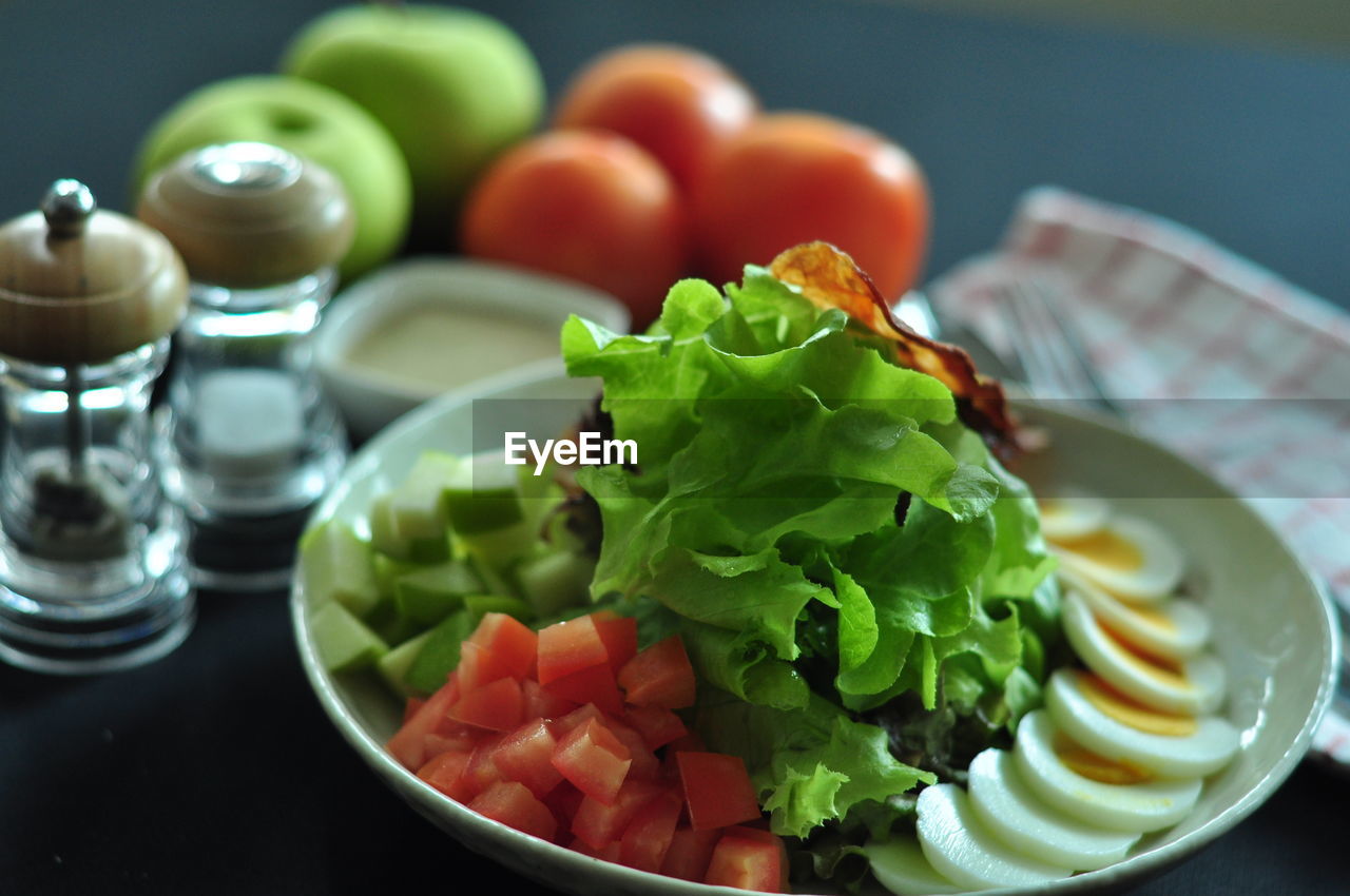 CLOSE-UP OF SALAD SERVED IN PLATE