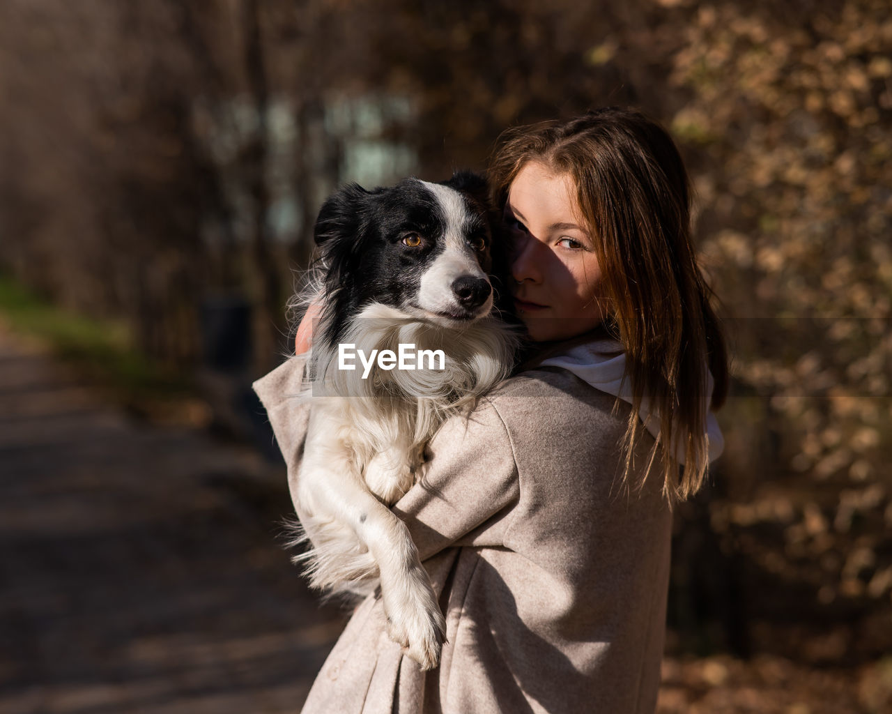 portrait of woman with dog