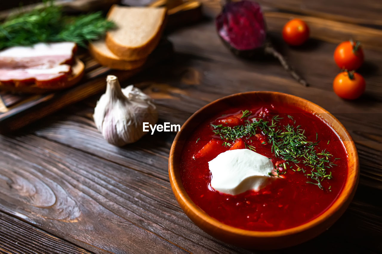 close-up of food in bowl on table