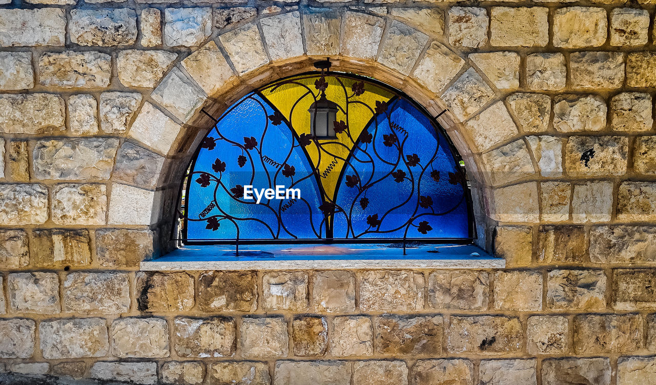 The sandstones and the blue window glasses of safed old city