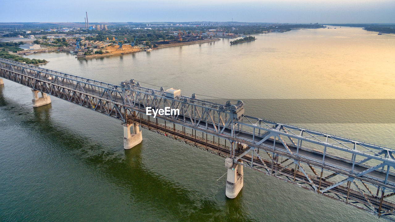 High angle view of bridge over river in city