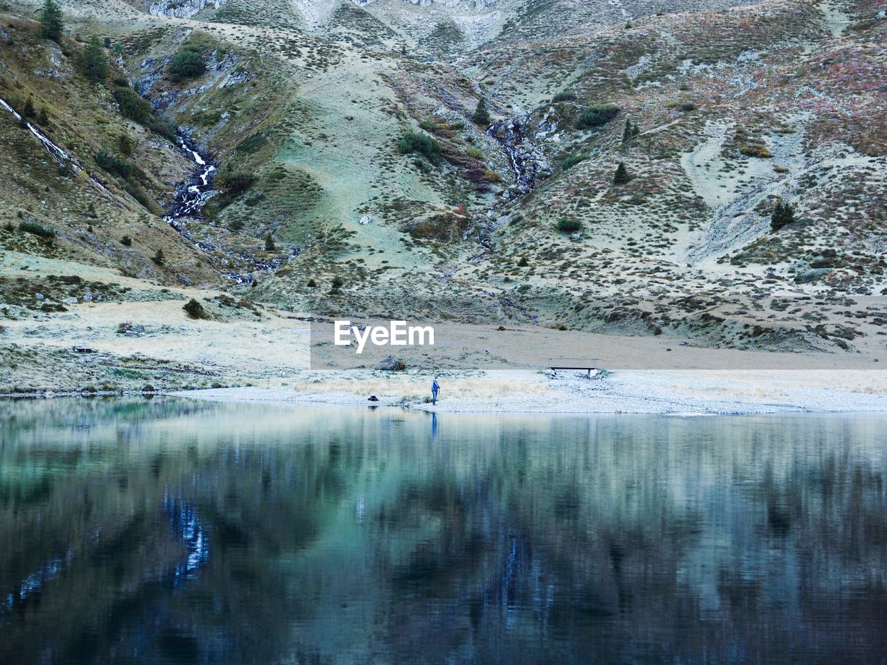 Reflection of mountain in water