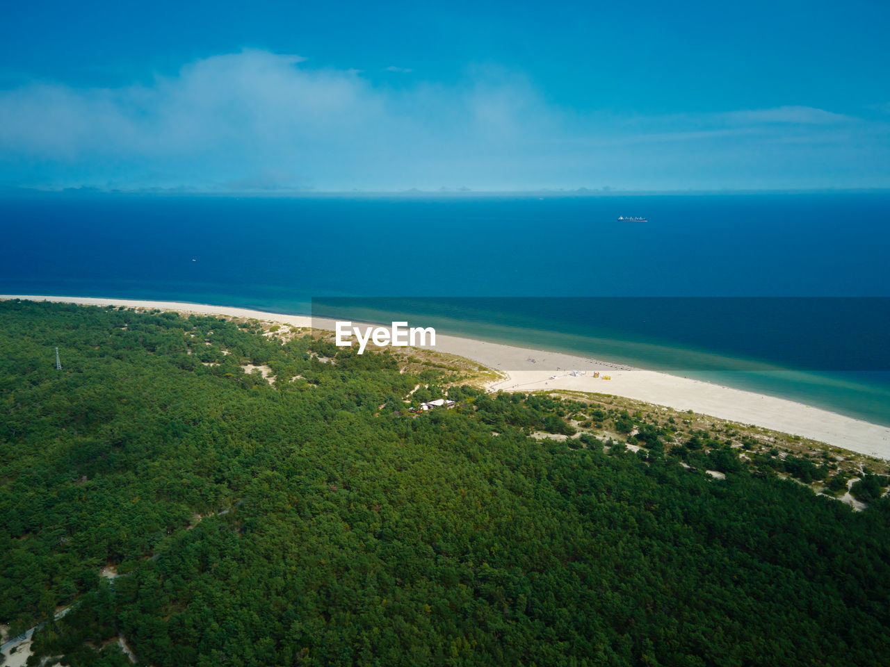 Aerial view of baltic sea beach in wladyslawowo, poland