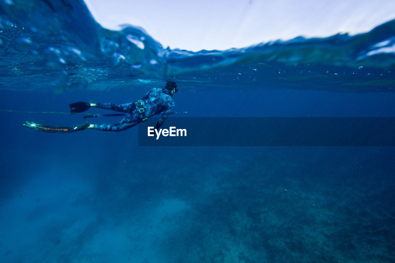 VIEW OF PERSON SWIMMING UNDERWATER