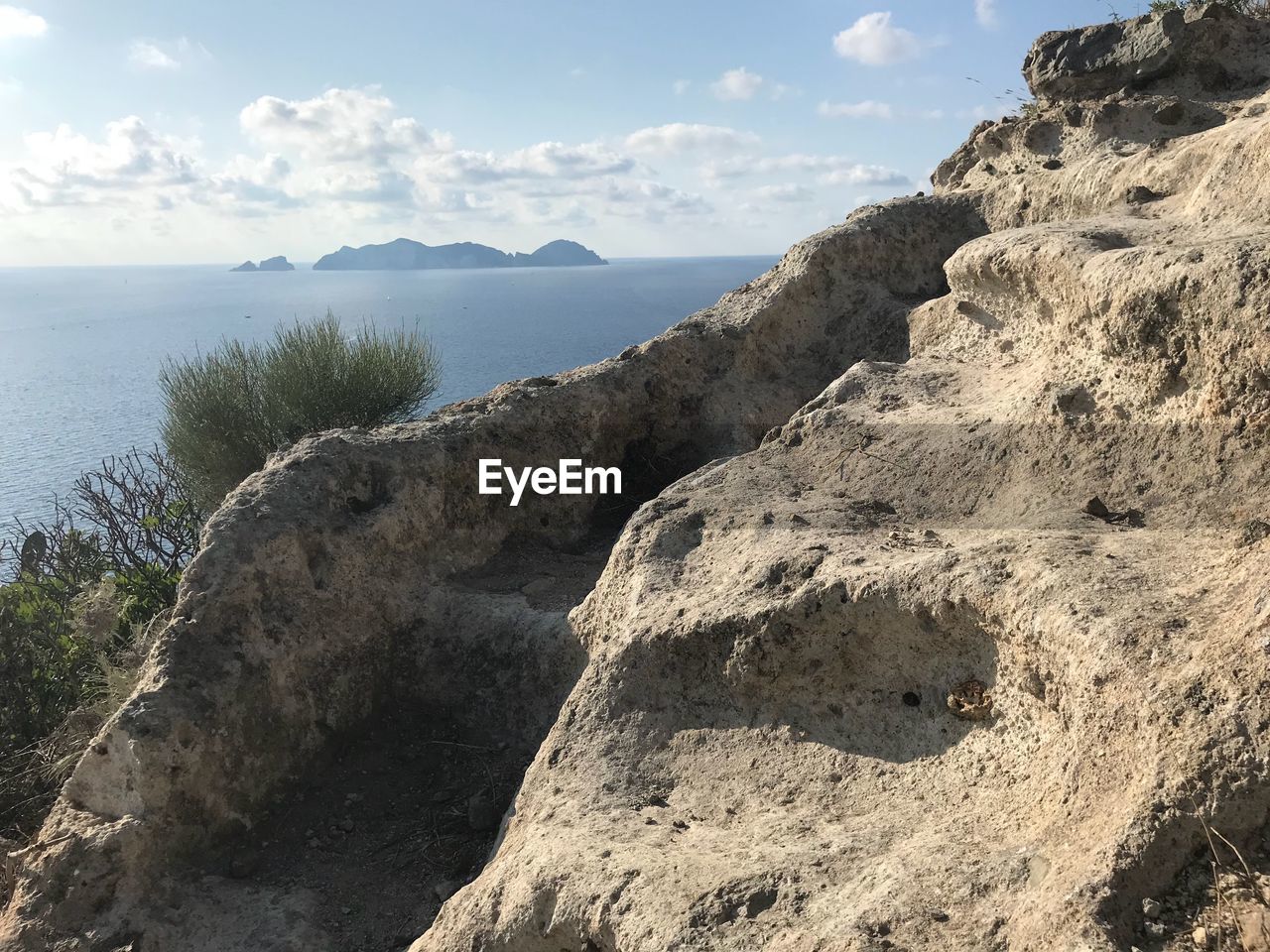 SCENIC VIEW OF SEA BY MOUNTAINS AGAINST SKY