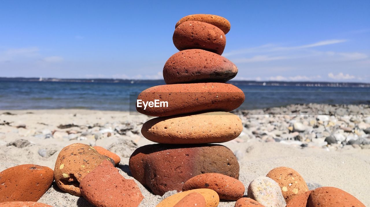 STACK OF STONES ON SHORE