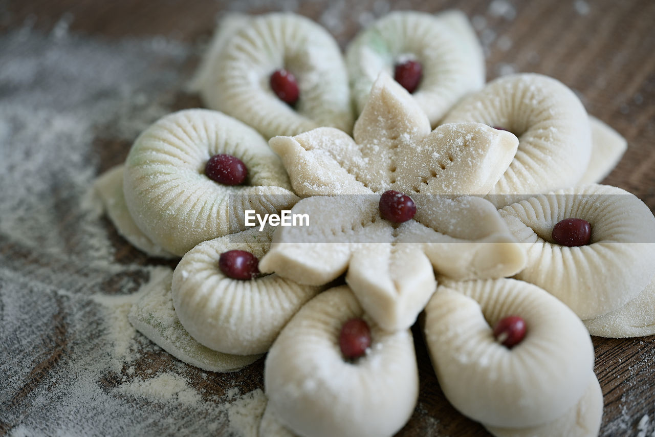 Close-up of mantou on table