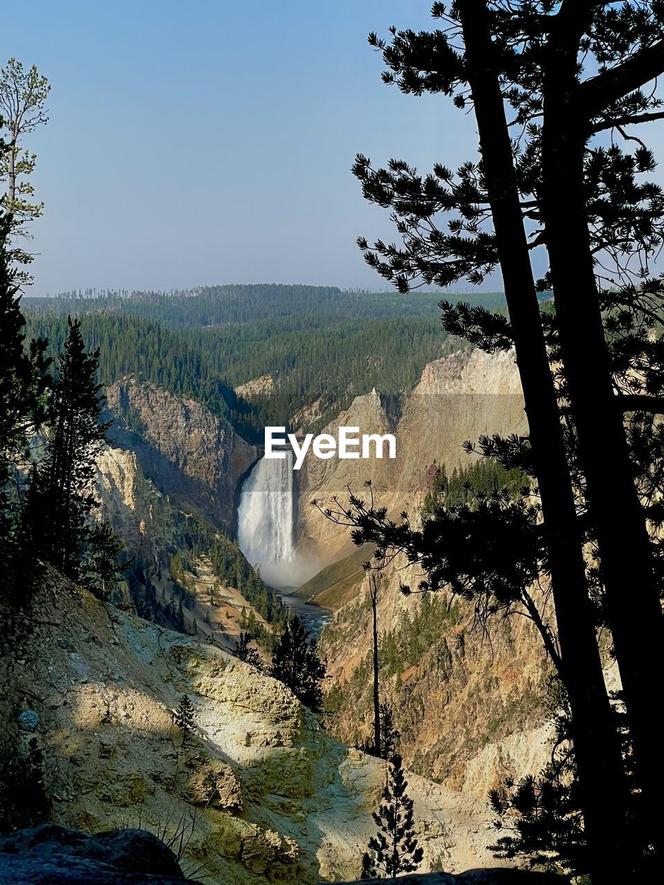 SCENIC VIEW OF WATERFALL AGAINST SKY