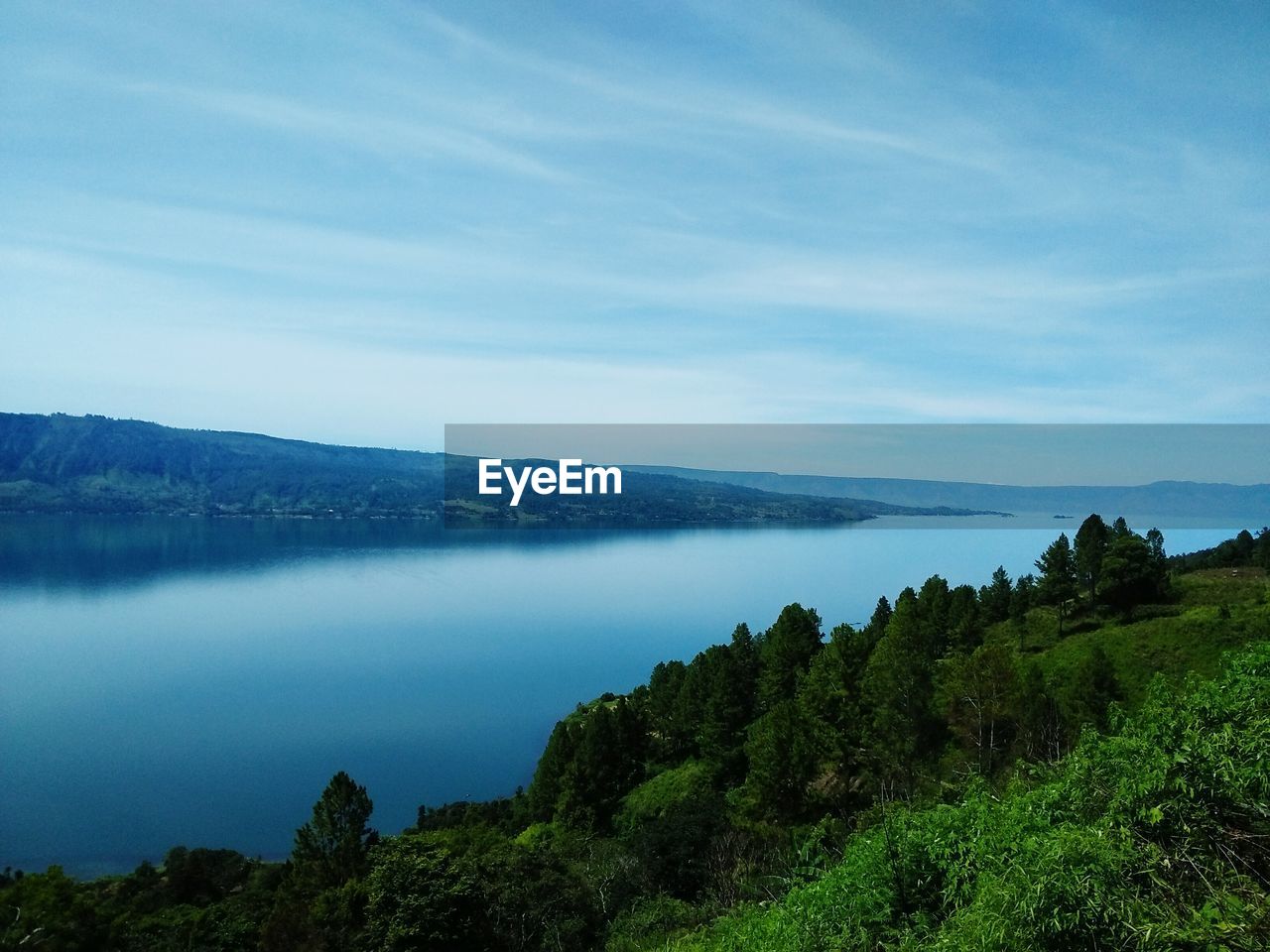 Scenic view of lake against sky