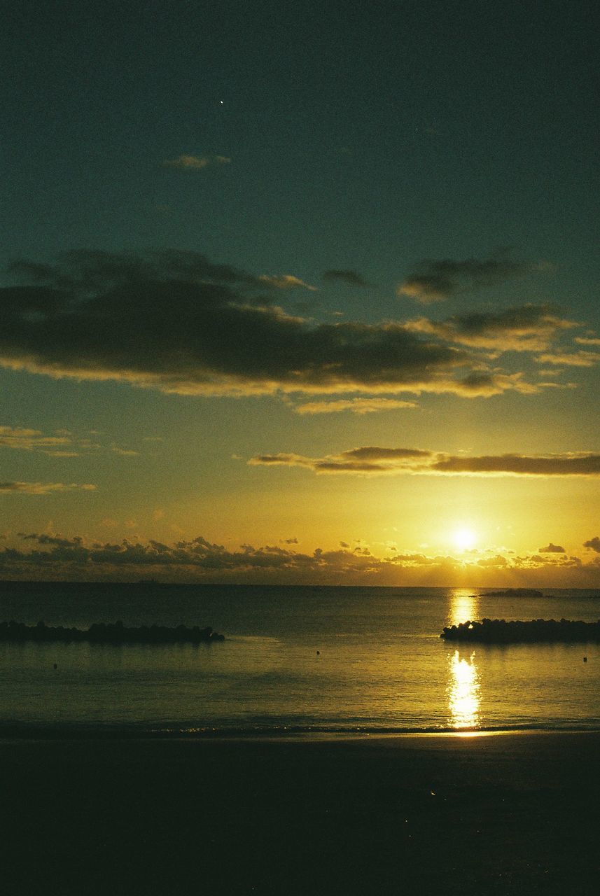 Scenic view of sea at sunset