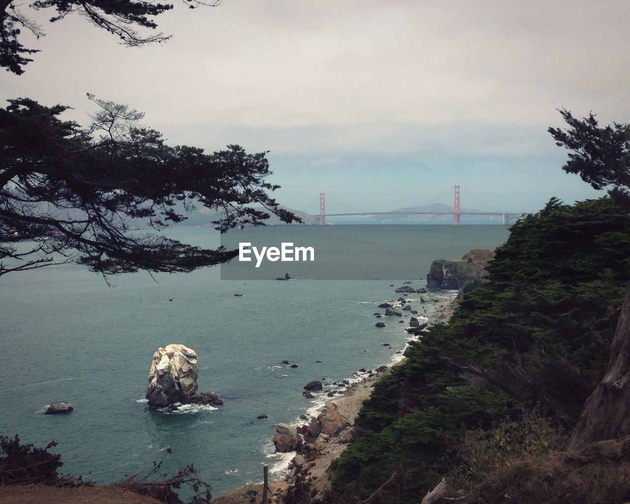 SCENIC VIEW OF GOLDEN GATE BRIDGE OVER SEA