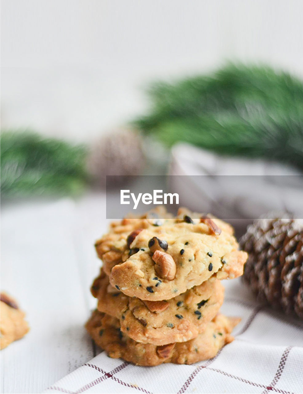 Close-up of cookies in plate on table