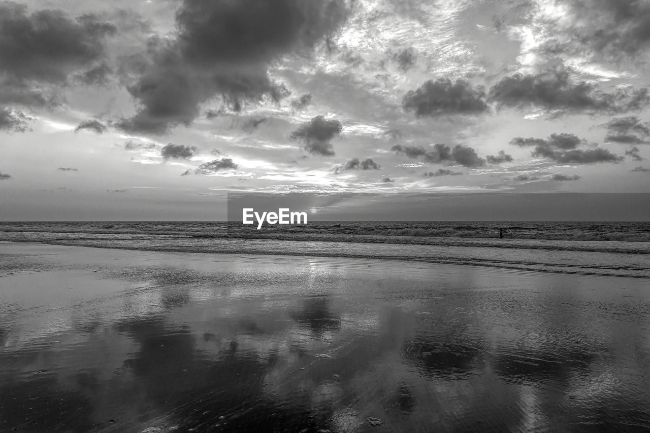 SCENIC VIEW OF SEA AGAINST SKY AT BEACH