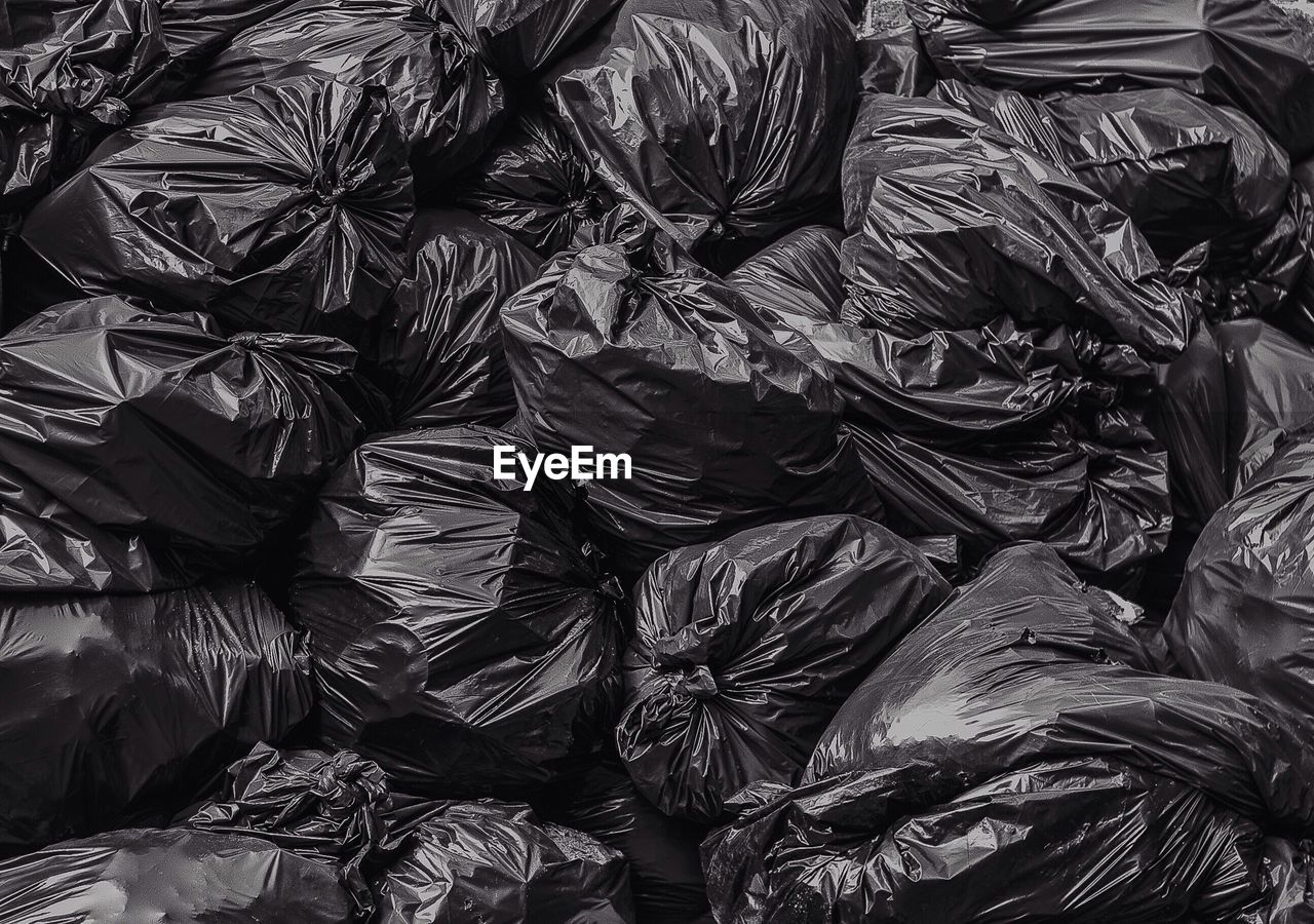 Full frame shot of garbage bags