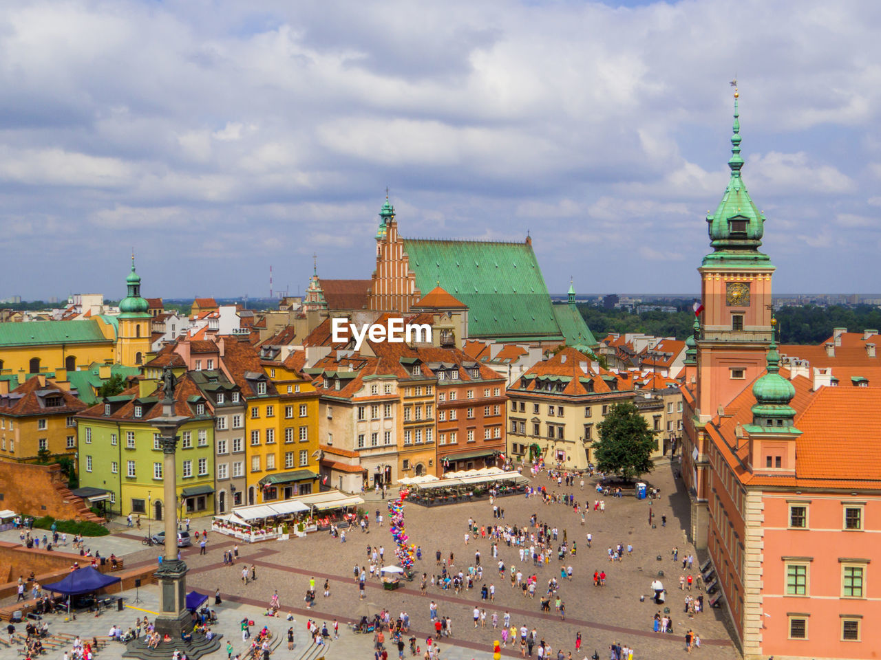 high angle view of townscape against sky