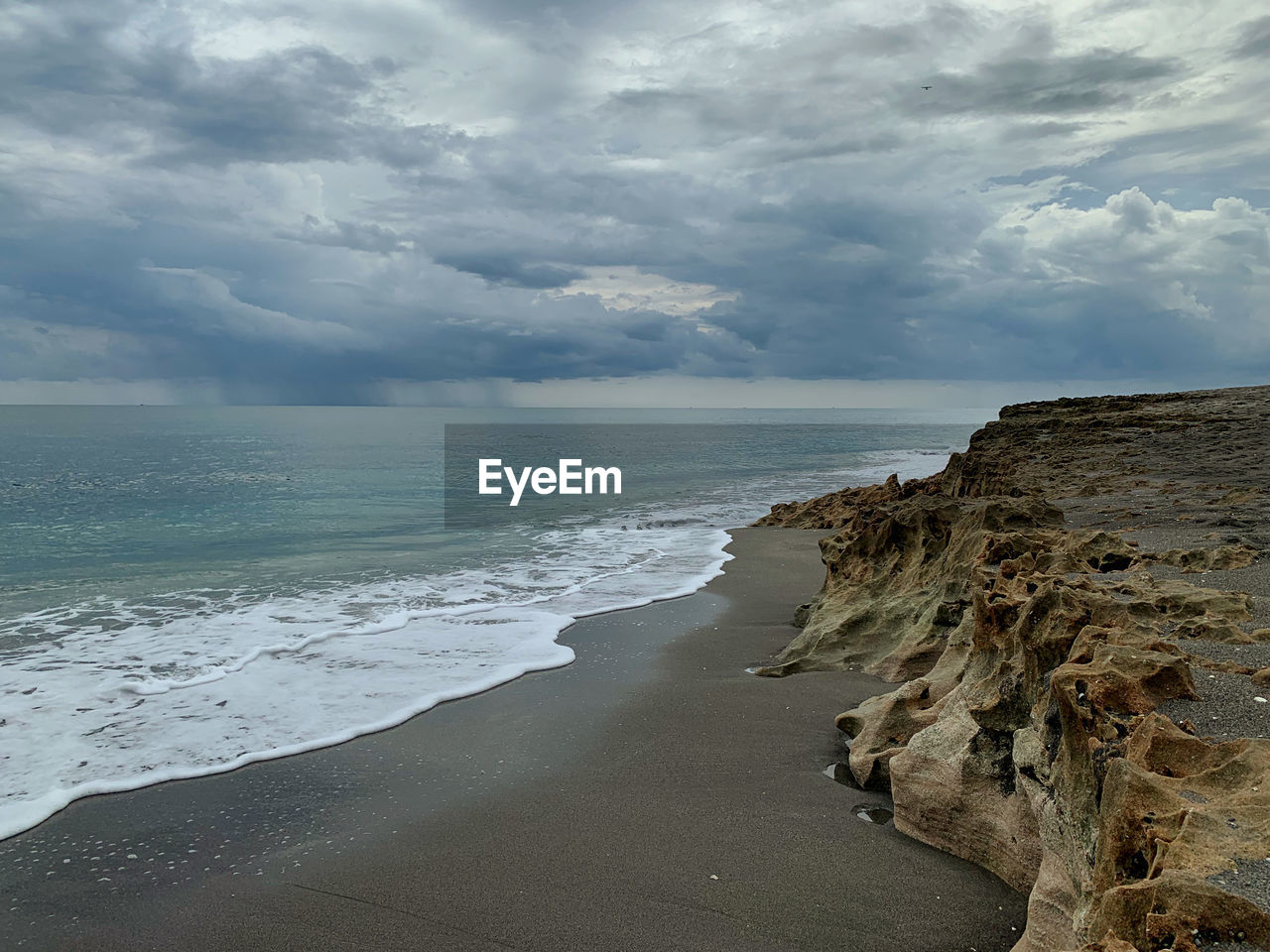 Scenic view of beach against sky