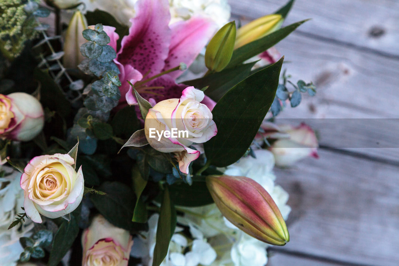 Close-up of flower bouquet on table