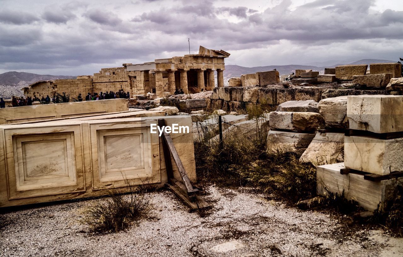 Close-up of acropolis of athens 