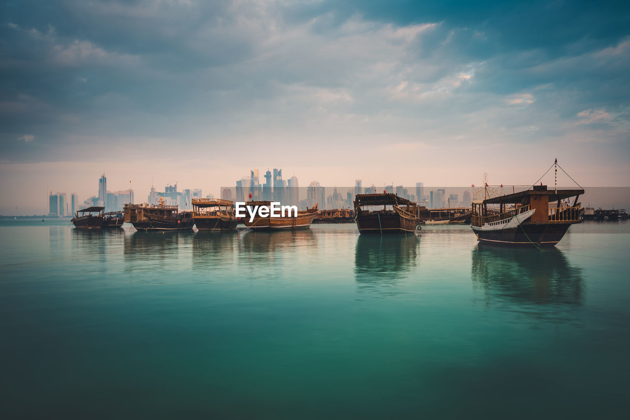 Morning view of doha corniche, qatar, middle east 