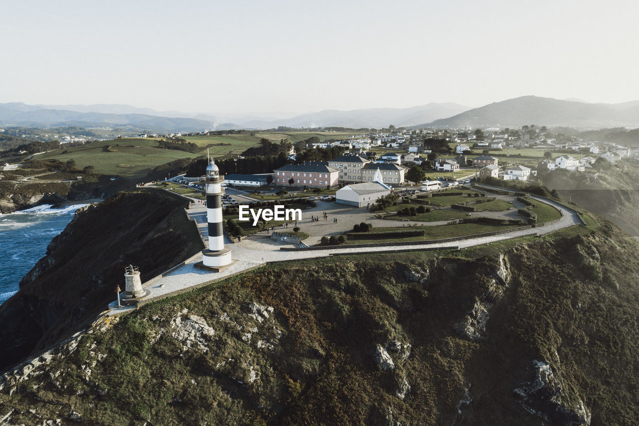 Ortiguera light tower from aerial view