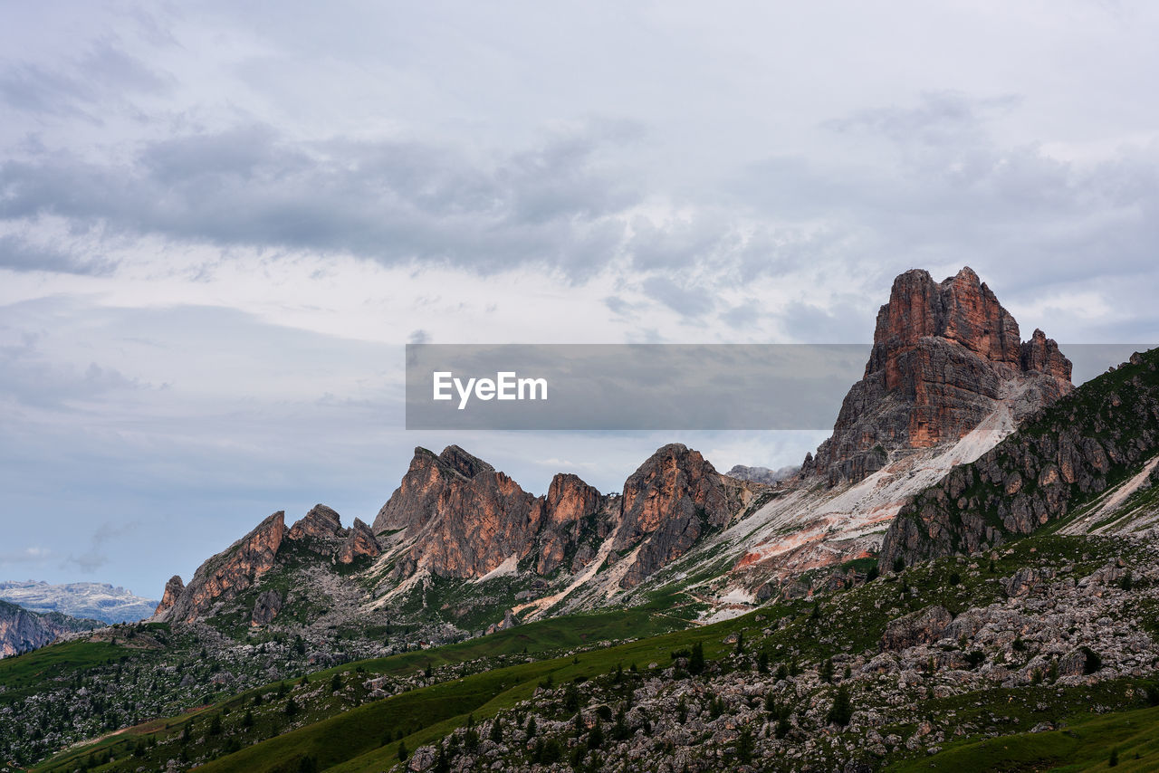 Rock formations on landscape against sky