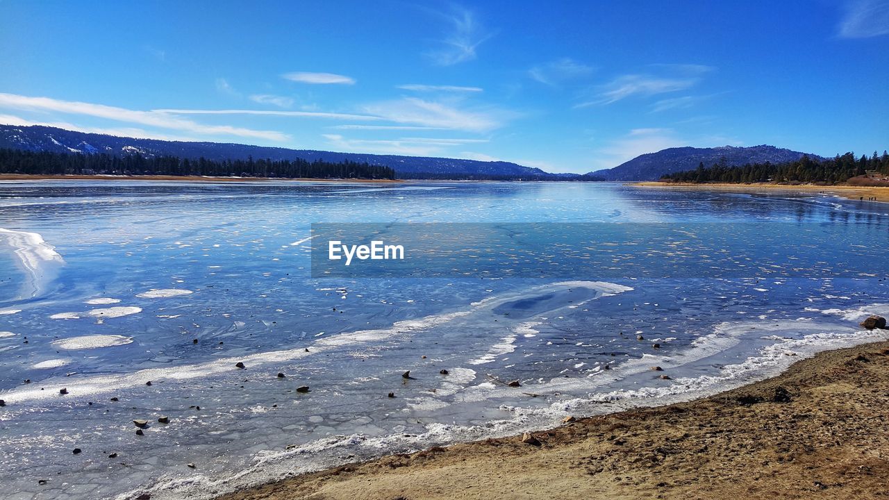 SCENIC VIEW OF FROZEN LAKE AGAINST SKY