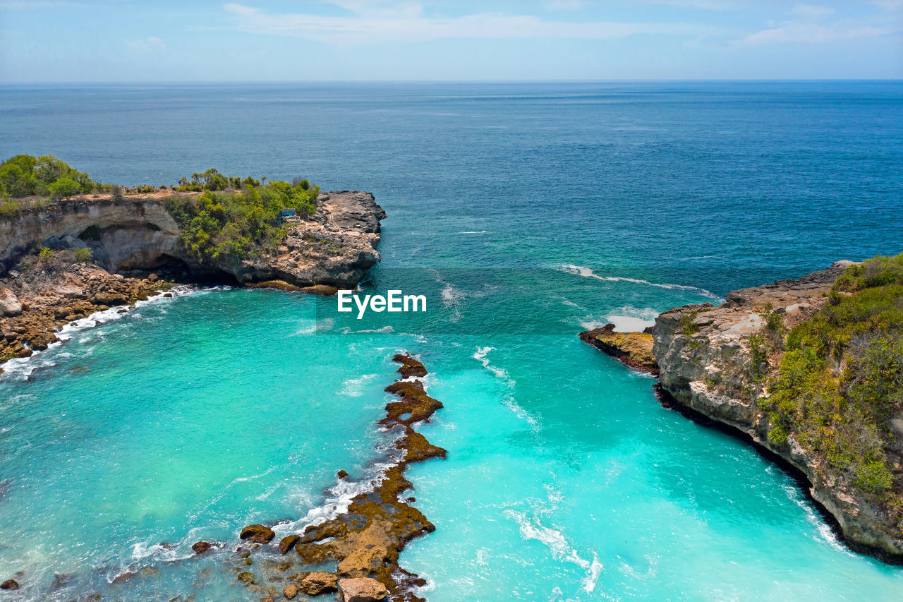 SCENIC VIEW OF SEA AND ROCKS