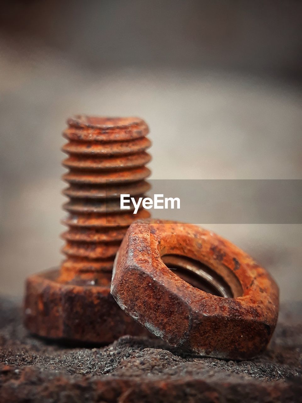 Close-up of rusty nut and bolt
