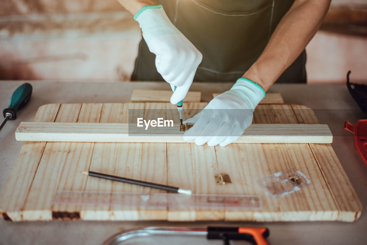 Man working on table