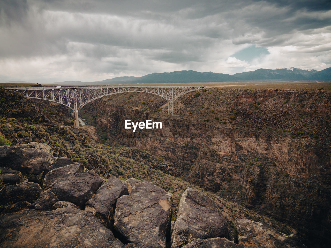 Scenic view of landscape against sky. the rio grande river gorge bridge