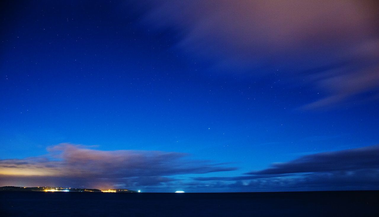 Scenic view of sea against at dusk