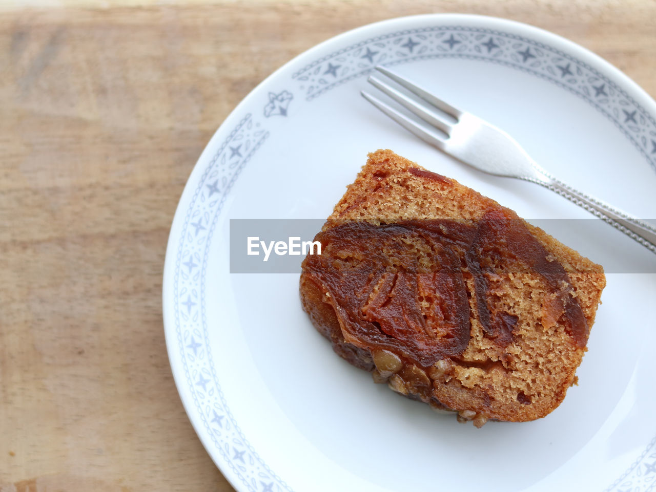 High angle view of bread in plate on table